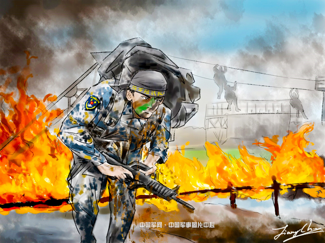 手绘风格海军元素壁纸 中国军事图片中心 中国军网